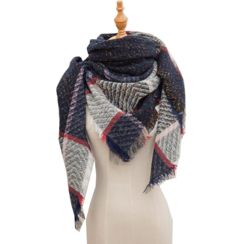 Cachecol feminino xadrez tartan, quente, macio e grosso. 1