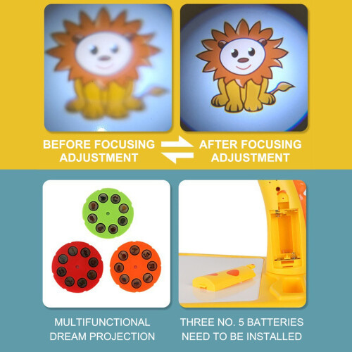 Kids Educational Dinosaur Projector Desk with Light and 2