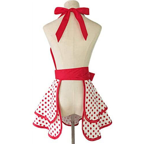 Cotton Retro Apron for Women Red Dot Design 2