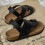 Retro sequined flip flops for girls, soft sole, black, size 4