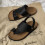 Retro sequined flip flops for girls, soft sole, black, size 2