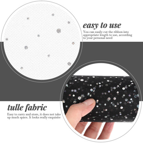 Black Glitter Tulle Fabric Roll 2250 x 15 cm 2