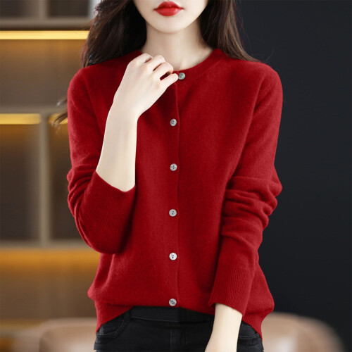 Women's Solid Color Knitted Cardigan Sweater Long Sleeve 1