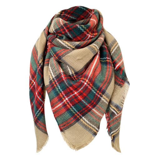 Cachecol xadrez feminino, xale macio e oversized com franjas. 1