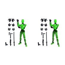 2X Robot Action Figure, 3D-Tryckt med Full Artikulering för Stop Motion-Animering Grön