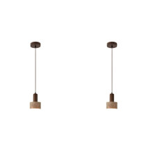 2X Yellow Travertine LED Pendant Light 3 Color Dimming 110-240V Japanese Wabi Sabi Style Ideal for Bedside, Restaurant