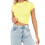 Tricou damă cu mânecă scurtă, galben, crop top, M 2