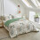King Botanical Comforter Set Green Gold Leaves White 3pcs 2