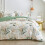 King Botanical Comforter Set Green Gold Leaves White 3pcs 3