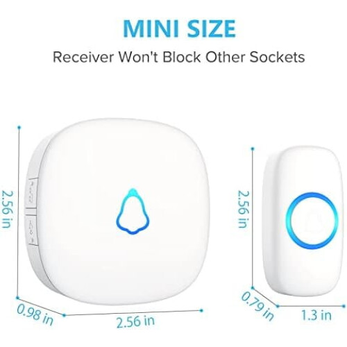 Wireless Doorbell White M520+F55 58 Chimes 1000ft Range 1