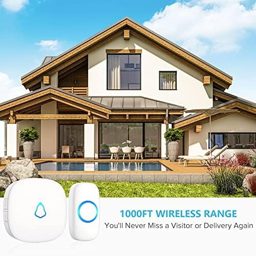 Wireless Doorbell White M520+F55 58 Chimes 1000ft Range 2