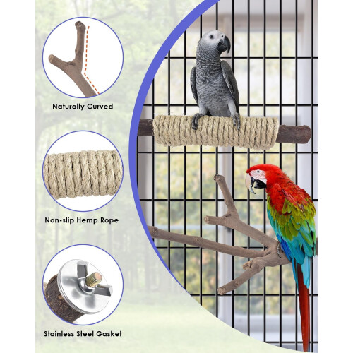 Ensemble de perchoirs en bois naturel pour grands perroquets (5 pièces) 2