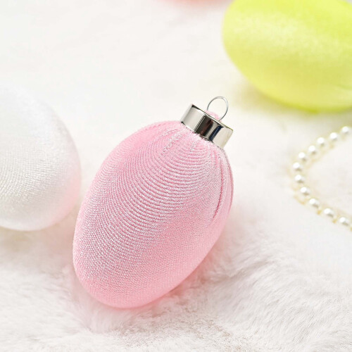 Pastel Velvet Easter Eggs with Hangers 12PCS 2