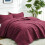 Burgundy quilt set full bed 3-piece coin pattern 2