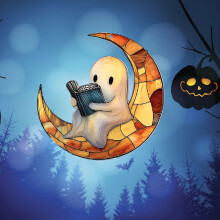 Decor de perete de Halloween, ornament acrilic cu craniu fantomă
