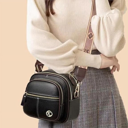 Bolsa de couro clássica com compartimento multifuncional 1 2