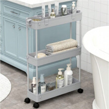 Chariot de rangement roulant Slim3 à 3 niveaux gris