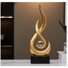 Flame Abstract Statue Gold Home Decor Piece