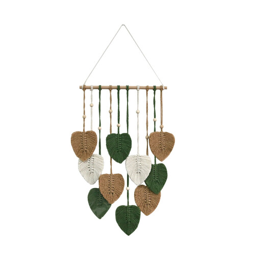 Makramee-Wandbehang mit Blättern im Boho-Stil, 120 x 80 cm