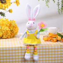 Peluche lapin de Pâques jaune à motif carotte, à câliner