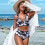 Women's bikini swimsuit with coconut tree print 2 piece 3