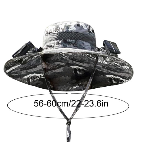 Chapéu com ventilador solar, aba larga, para uso externo. 1
