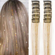 Haarversieringsset met gouden clipjes, 12 stuks, 50 cm