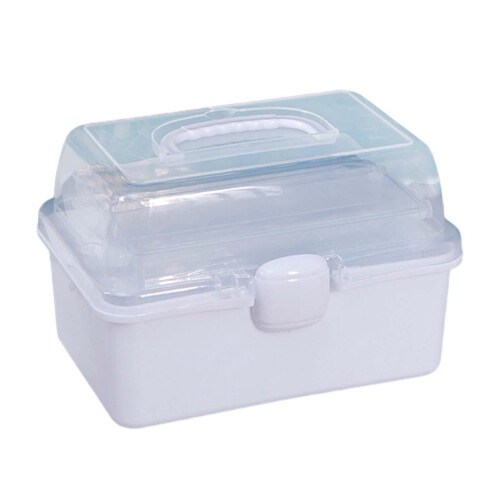 Clear Storage Box with 3-Tier Compartments White 1