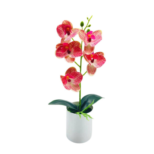 Arreglo floral artificial con flores de plástico en botella. 1