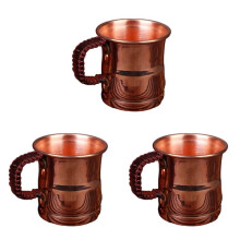 3X Handgjorda ÖLmjöLksmugg i Ren Koppar VäVhandtag FöRtjockad Moscow Water Mule 400ML Frukostkopp Dryckesbestick.