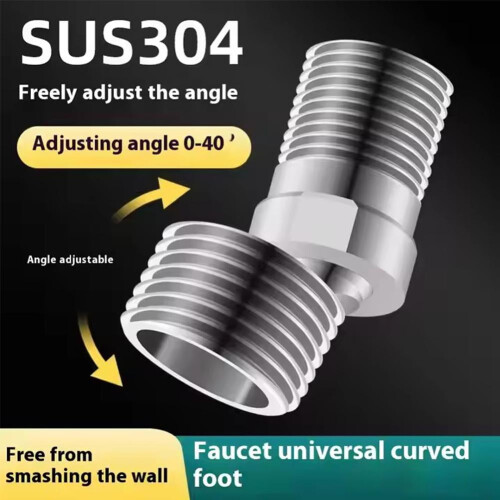 Stainless Steel Adjustable Shower Faucet Angle Adapter 2