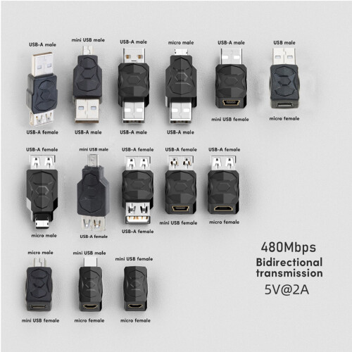 USB-USB adaptér pro nabíjení a synchronizaci dat, 480 Mb/s 2