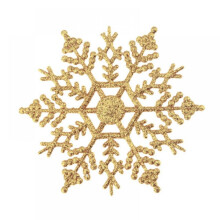 Décorations flocons de neige dorés à paillettes en plastique (lot de 6)