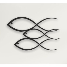 Dekoration vægmaleri en metal famille de poissons30x18,5cm