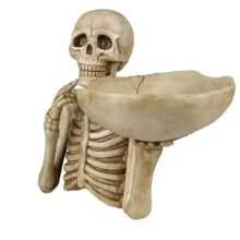 Halloween-Totenkopf-Schale, Bonboniere aus Kunstharz, weiß