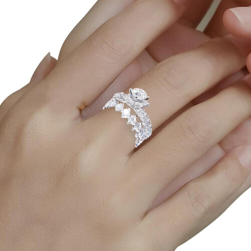AIXING strass liefdesring voor dames, maat 5-11