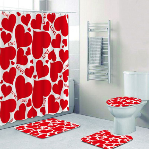 Juego de cortinas de ducha con diseño 3D, 4 piezas