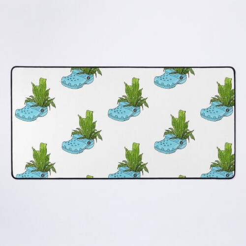 Tapis de bureau bleu à motifs botaniques