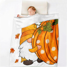 Thanksgiving blanket pink yellow pumpkin flannel 70x100cm