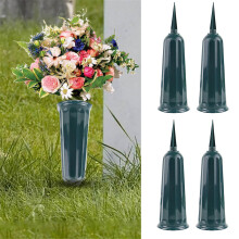 VISALY cemetery flower vase with stake 4 pcs
