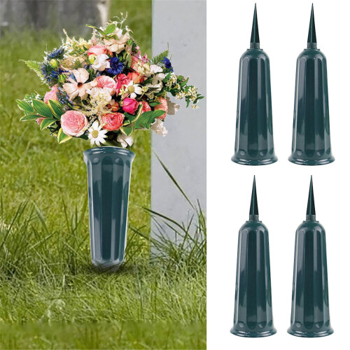 VISALY cemetery flower vase with stake 4 pcs