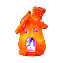 Luminária noturna LED em formato de abóbora para uso interno e externo.