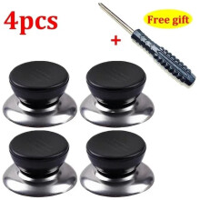 Stainless Steel Pot Lid Handle Replacement Black 4 pcs
