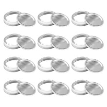 Tapas herméticas para tarros Mason, de hojalata, 12 unidades, color plata.