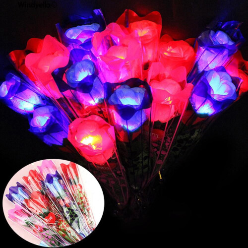 Kunstig rose LED-lysende dekoration 2 stk.
