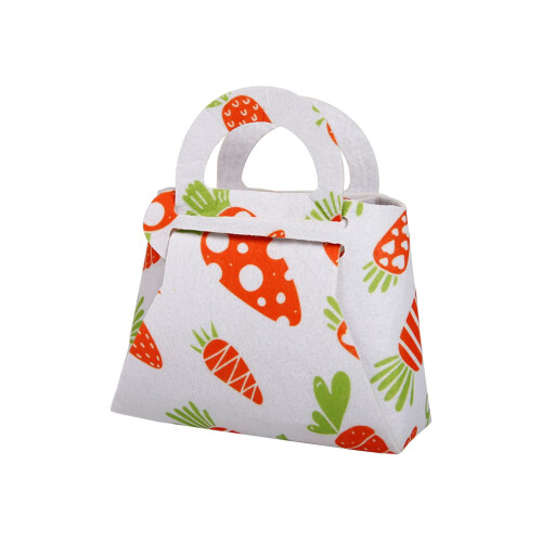 Sacolas de presente de Páscoa em feltro para guardar pequenos doces infantis.