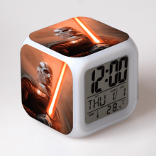 Digitálny budík pre deti so vzorom Star Wars, 7-farebným LED