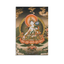 Fehér Tara tibeti thangka vászonkép 12x18 hüvelyk