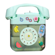 Gourde rétro en forme de téléphone avec dragonne et autocollant 3D vert
