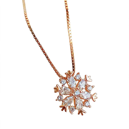 Snowflake Crystal Zircon Pendant Necklace Set Adjustable